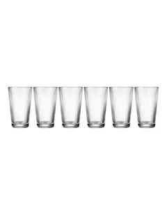 Maxwell & Wiliams Deco Rib Highball Glass 400ML Set of 6 Gift Boxed