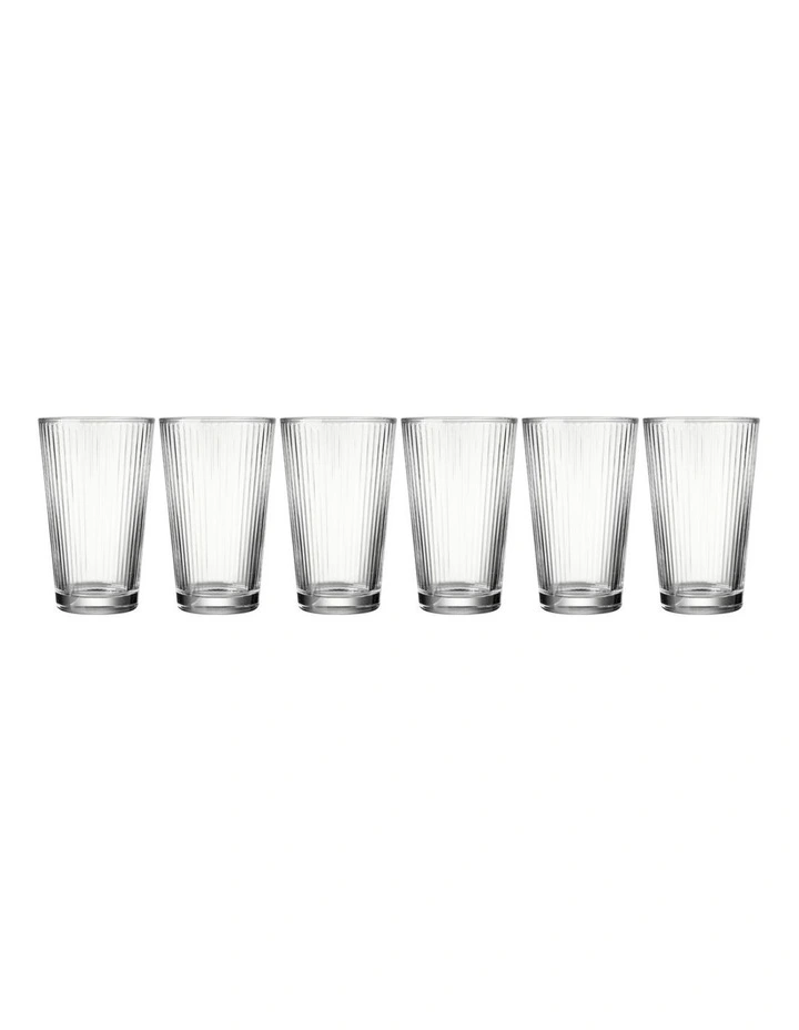 Maxwell & Wiliams Deco Rib Highball Glass 400ML Set of 6 Gift Boxed image 1
