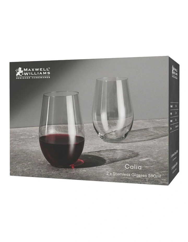 Calia Stemless Wine Glass 580ml Set of 2 Gift Boxed image 3