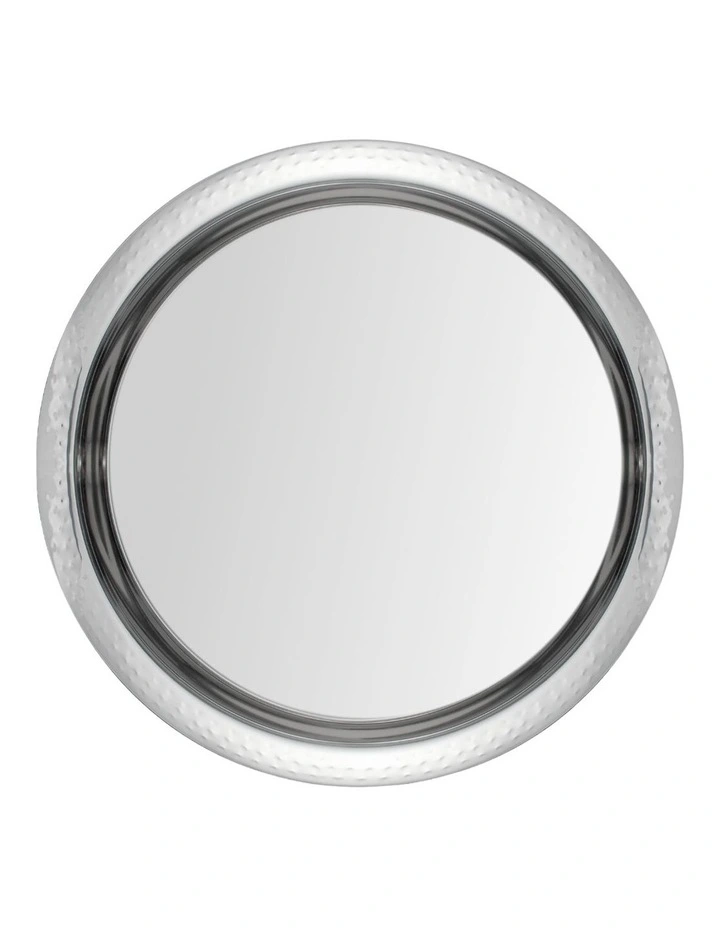 Cocktail & Co Lexington Hammered Round Tray 35.5x2.5cm Gift Boxed in Silver image 1