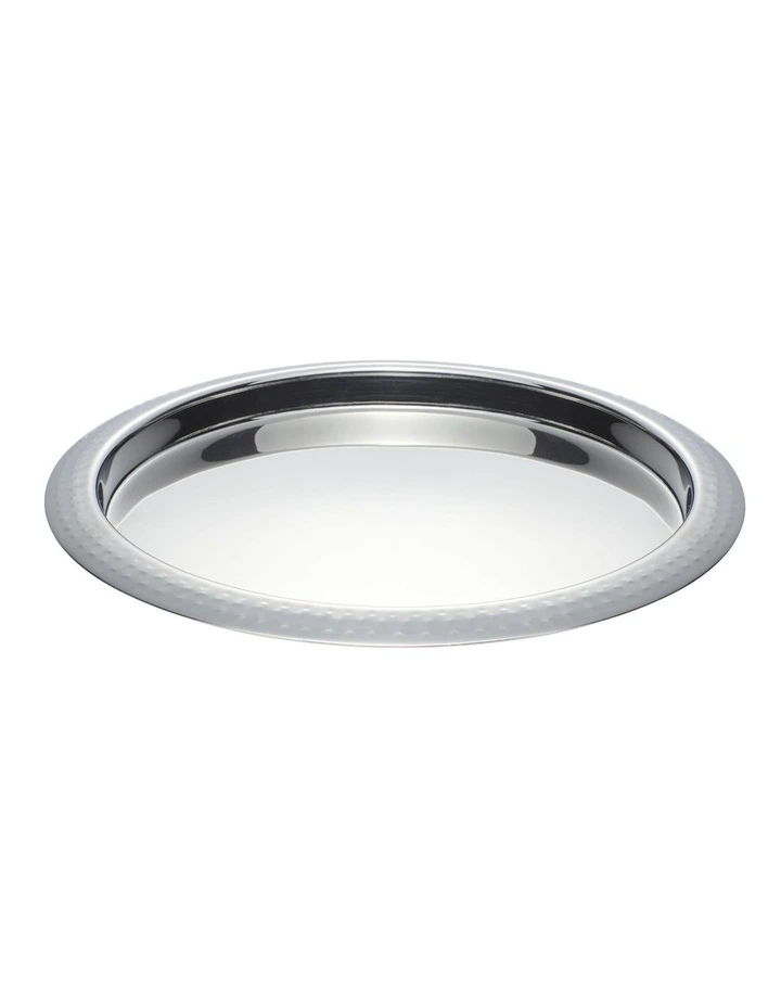 Cocktail & Co Lexington Hammered Round Tray 35.5x2.5cm Gift Boxed in Silver image 2