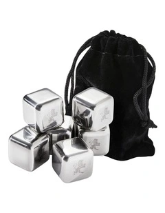 Cocktail & Co Reusable Ice Cubes Set of 6 Gift Boxed in Stainless Steel