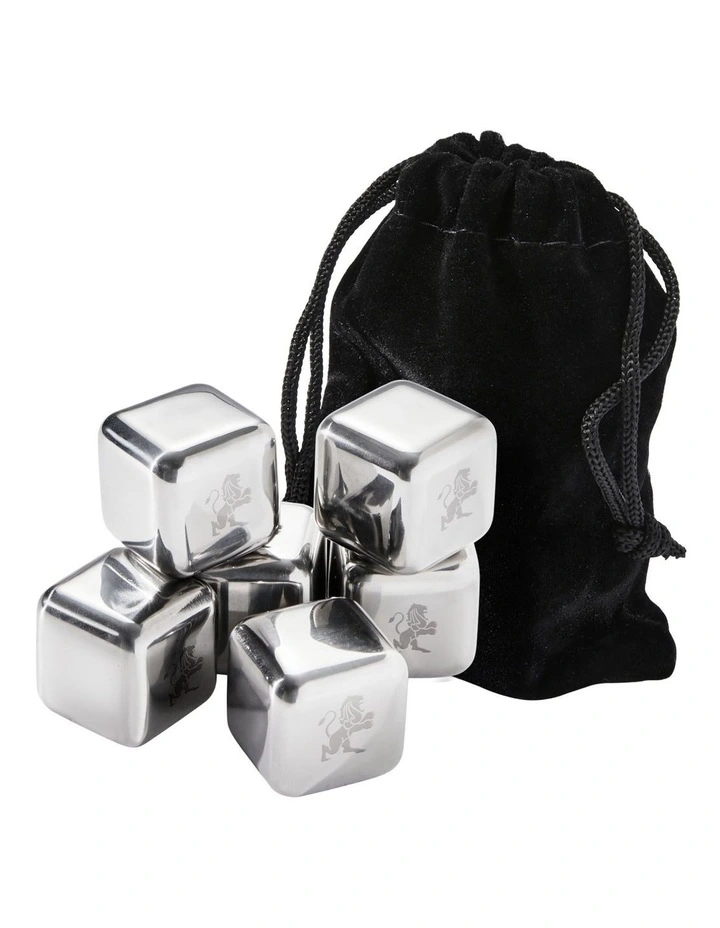 Cocktail & Co Reusable Ice Cubes Set of 6 Gift Boxed in Stainless Steel image 1