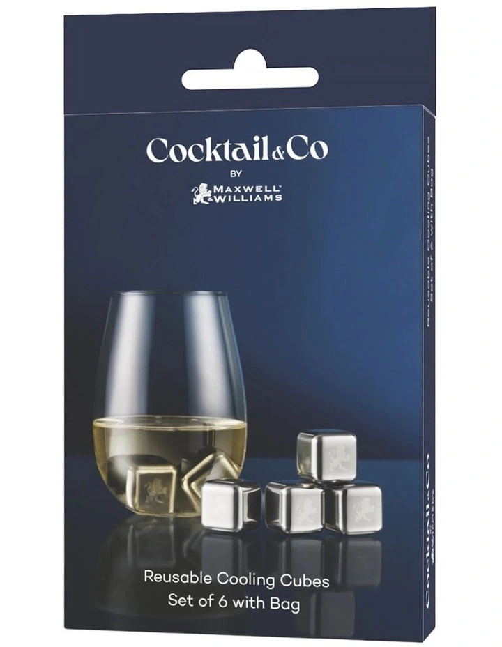 Cocktail & Co Reusable Ice Cubes Set of 6 Gift Boxed in Stainless Steel image 3