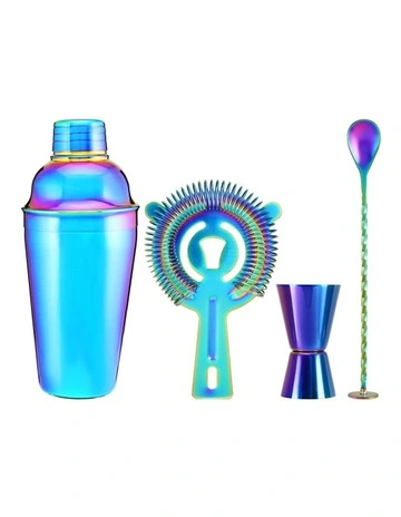 Cocktail & Co Prism Cocktail Shaker 4 Piece Set Gift Boxed in Rainbow