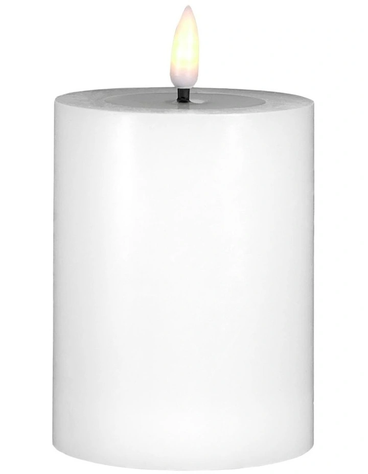 Let's Get Lit LED Flameless Wax Pillar Candle 7.5x10cm Gift Boxed in Natural image 1