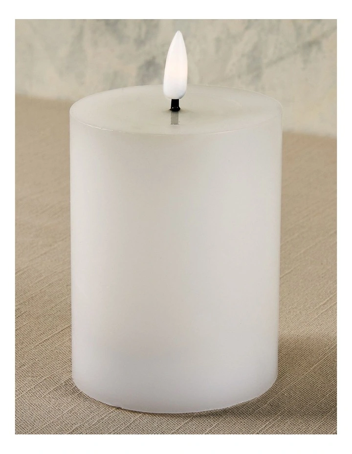 Let's Get Lit LED Flameless Wax Pillar Candle 7.5x10cm Gift Boxed in Natural image 4