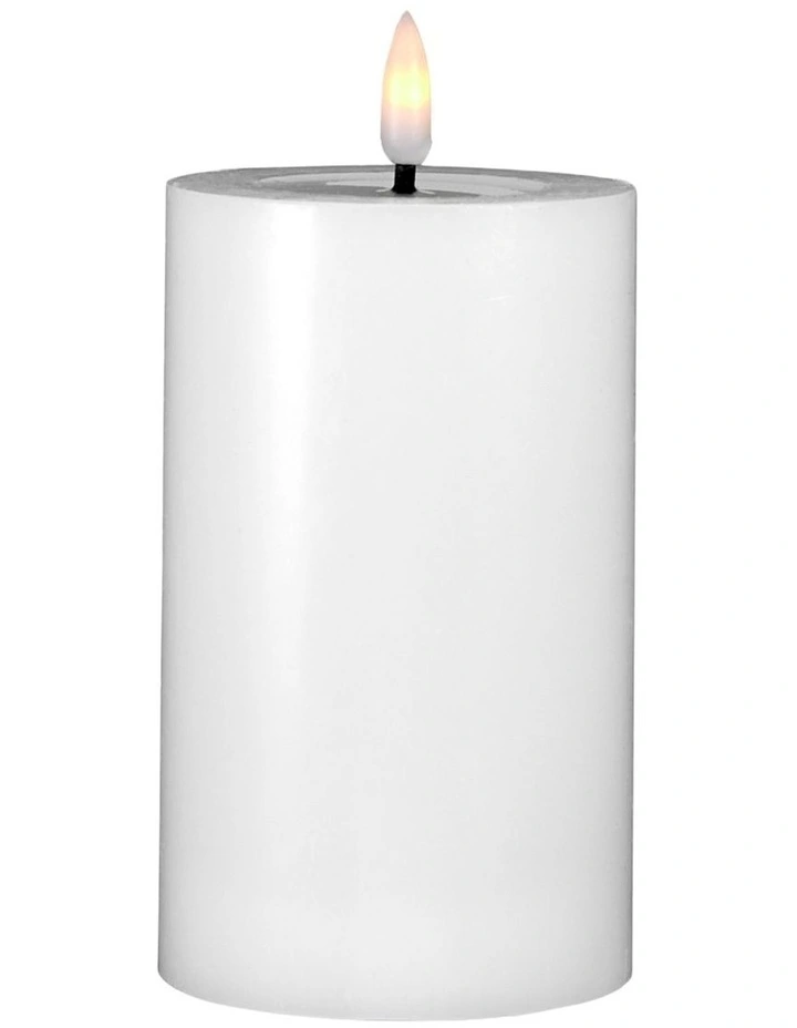 Let's Get Lit LED Flameless Wax Pillar Candle 7.5x12.5cm Gift Boxed in Natural image 1