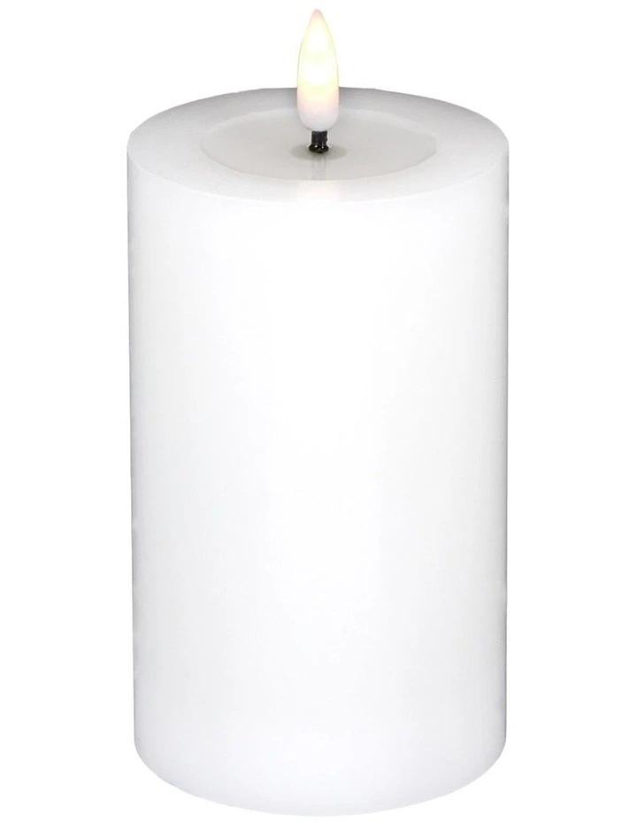 Let's Get Lit LED Flameless Wax Pillar Candle 7.5x12.5cm Gift Boxed in Natural image 2