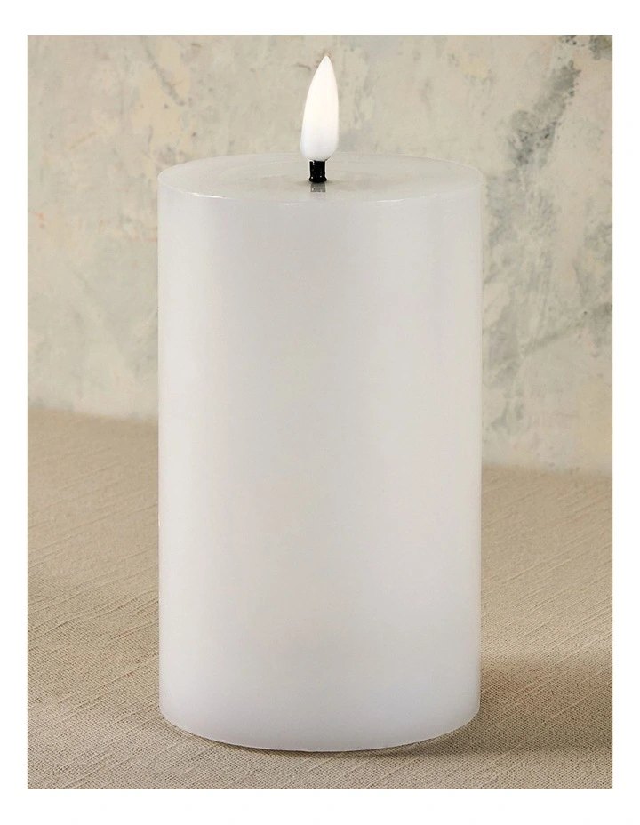 Let's Get Lit LED Flameless Wax Pillar Candle 7.5x12.5cm Gift Boxed in Natural image 4