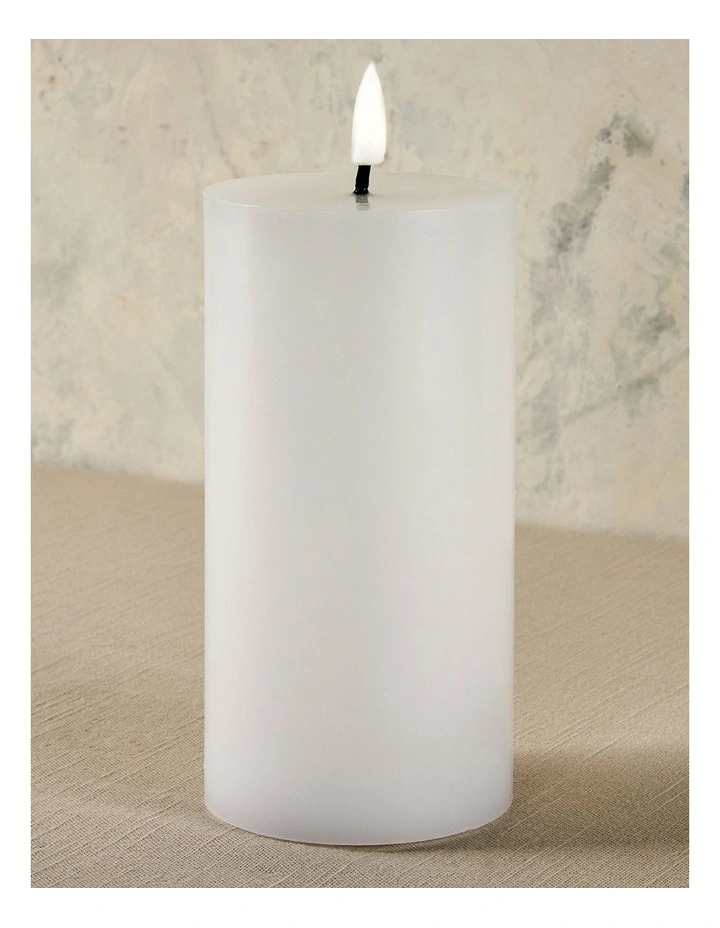 Let's Get Lit LED Flameless Wax Pillar Candle 7.5x15cm Gift Boxed in Natural image 4