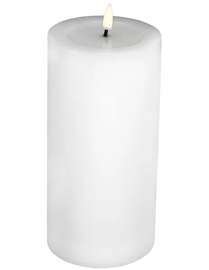 Let's Get Lit LED Flameless Wax Pillar Candle 10x20cm Gift Boxed in Natural image 2