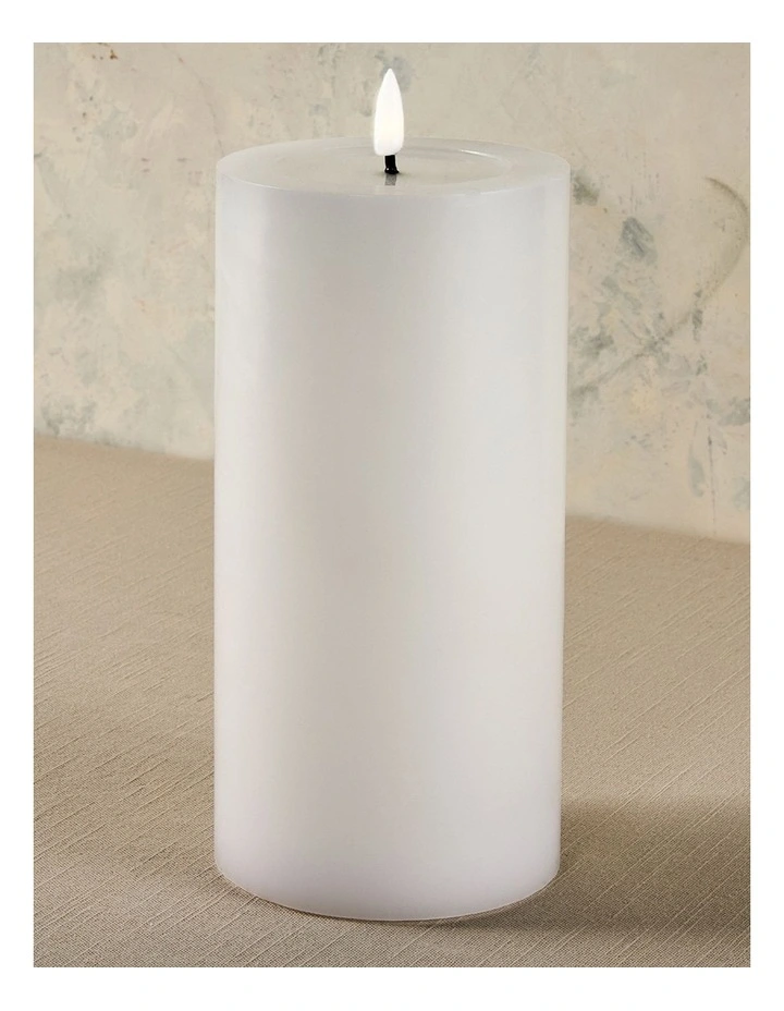 Let's Get Lit LED Flameless Wax Pillar Candle 10x20cm Gift Boxed in Natural image 4