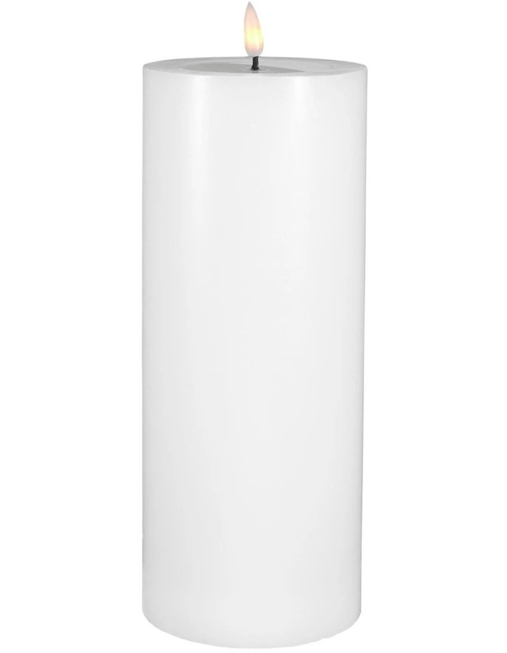 Let's Get Lit LED Flameless Wax Pillar Candle 10x25cm Gift Boxed in Natural image 1