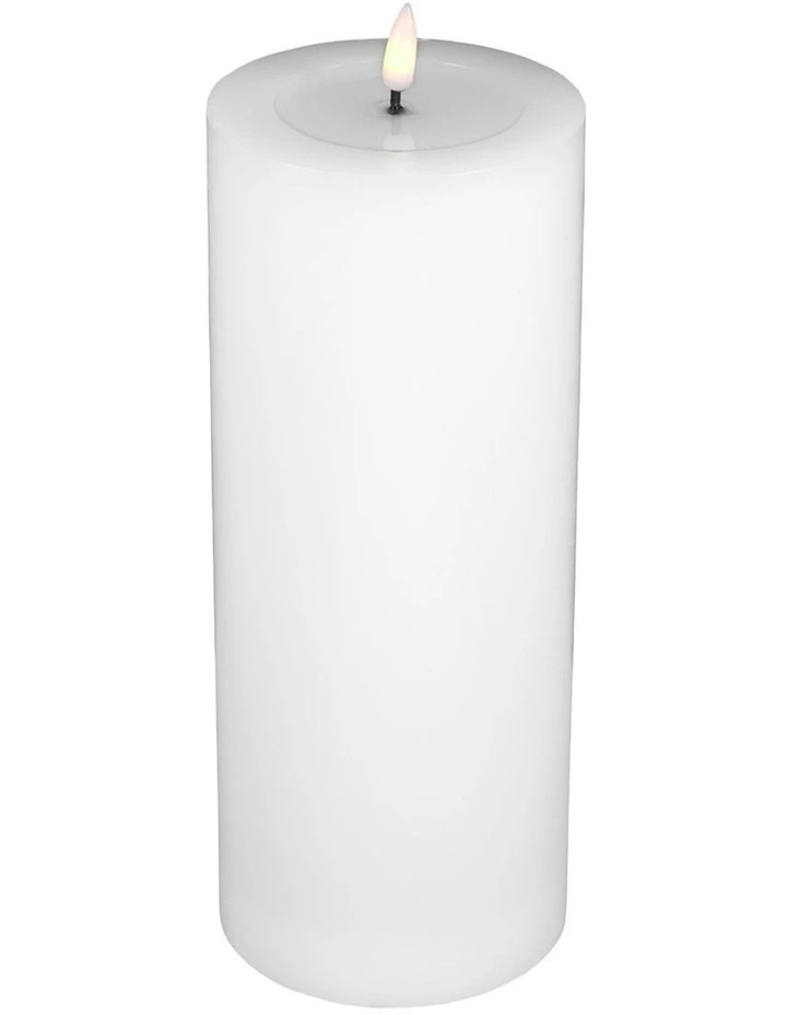 Let's Get Lit LED Flameless Wax Pillar Candle 10x25cm Gift Boxed in Natural image 2