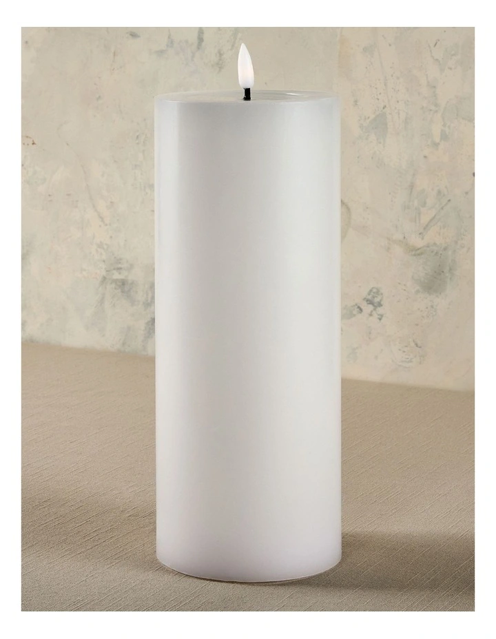 Let's Get Lit LED Flameless Wax Pillar Candle 10x25cm Gift Boxed in Natural image 4