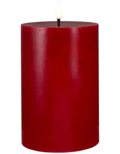 Let's Get Lit LED Flameless Wax Pillar Candle 10x15cm Gift Boxed in Cherry