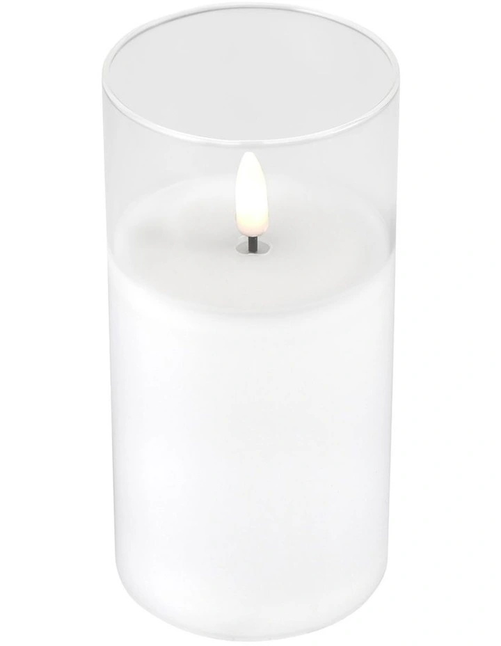 Let's Get Lit LED Flameless Wax Candle Glass Hurricane Set of 3 Gift Boxed in Clear image 2