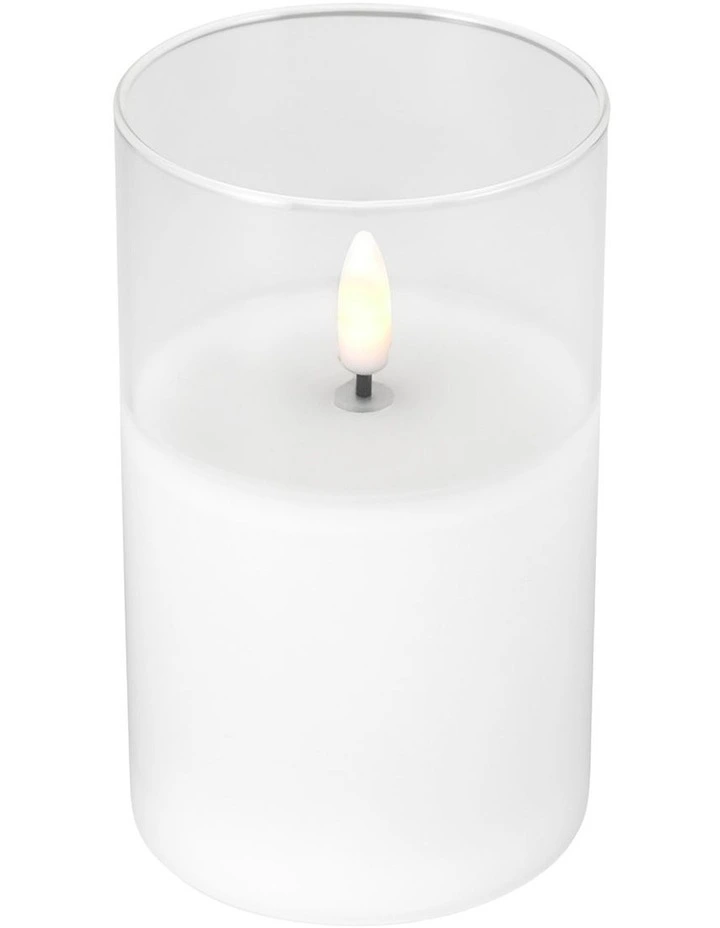Let's Get Lit LED Flameless Wax Candle Glass Hurricane Set of 3 Gift Boxed in Clear image 3