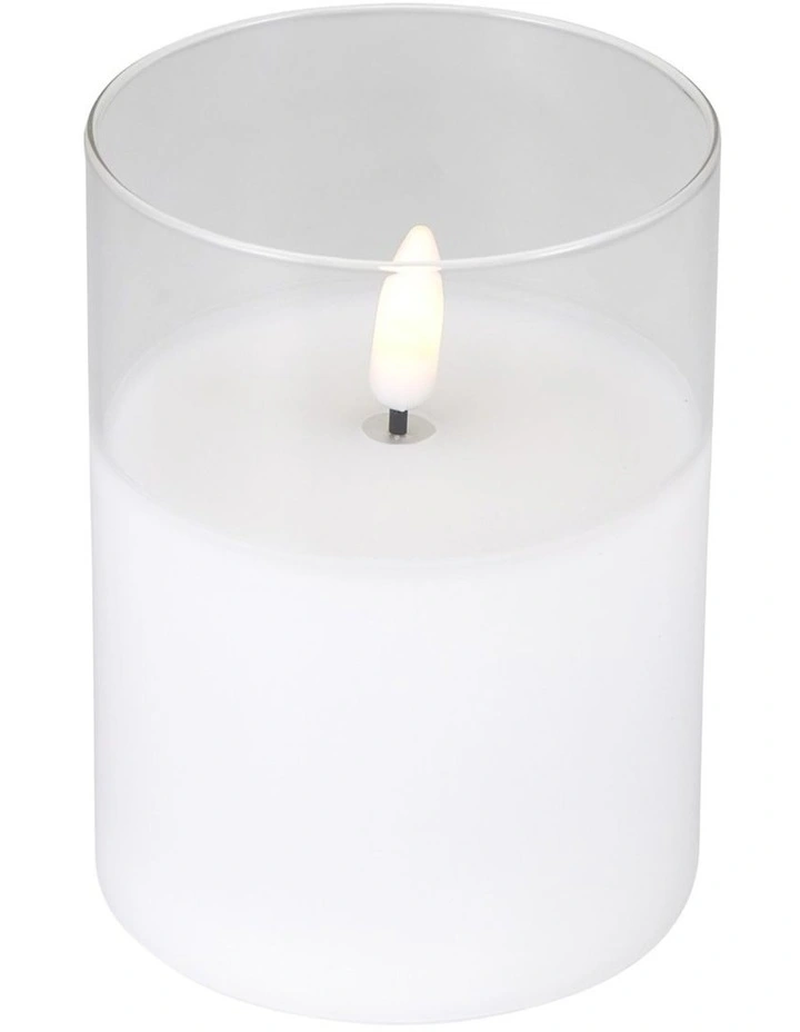 Let's Get Lit LED Flameless Wax Candle Glass Hurricane Set of 3 Gift Boxed in Clear image 4