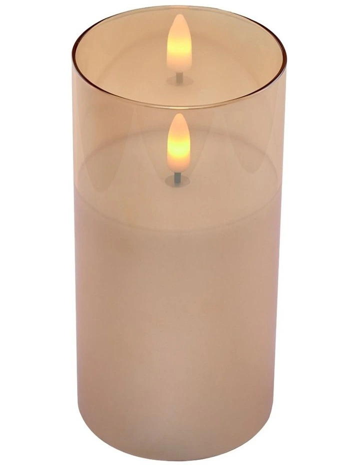 Let's Get Lit LED Flameless Wax Candle Glass Hurricane Set of 3 Gift Boxed in Gold image 2