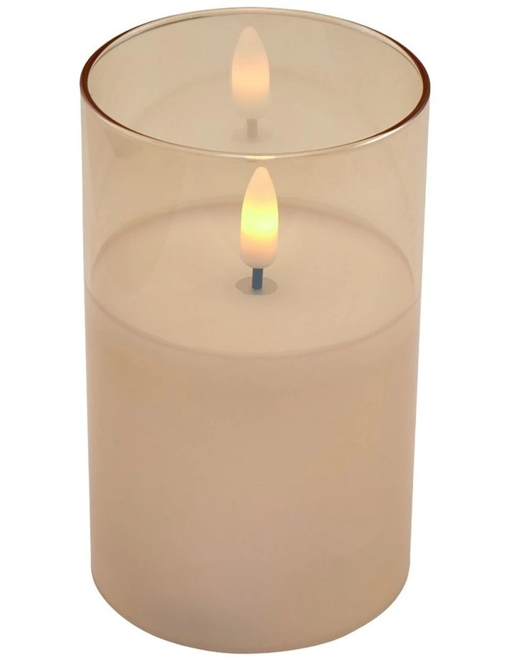 Let's Get Lit LED Flameless Wax Candle Glass Hurricane Set of 3 Gift Boxed in Gold image 3