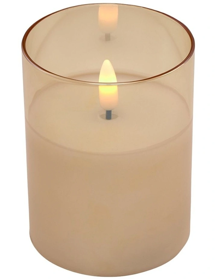 Let's Get Lit LED Flameless Wax Candle Glass Hurricane Set of 3 Gift Boxed in Gold image 4