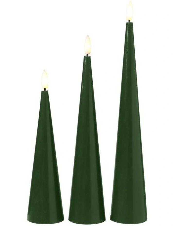 Let's Get Lit Christmas Candle Cone Pine Set of 3 Gift Boxed image 1