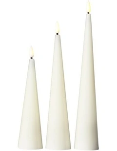 Let's Get Lit Christmas Candle Cone Natural Set of 3 Gift Boxed
