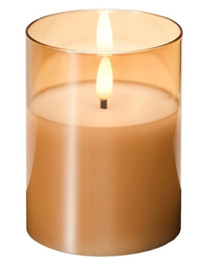 Let's Get Lit LED Flameless Candle Glass Hurricane Gold 10cm Gift Boxed image 2