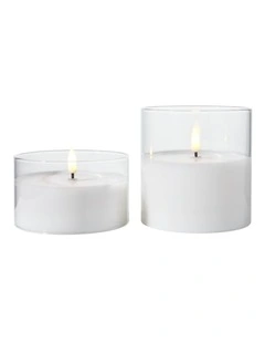 Let's Get Lit LED Flameless Candle Glass Hurricane Clear Set of 2 Gift Boxed