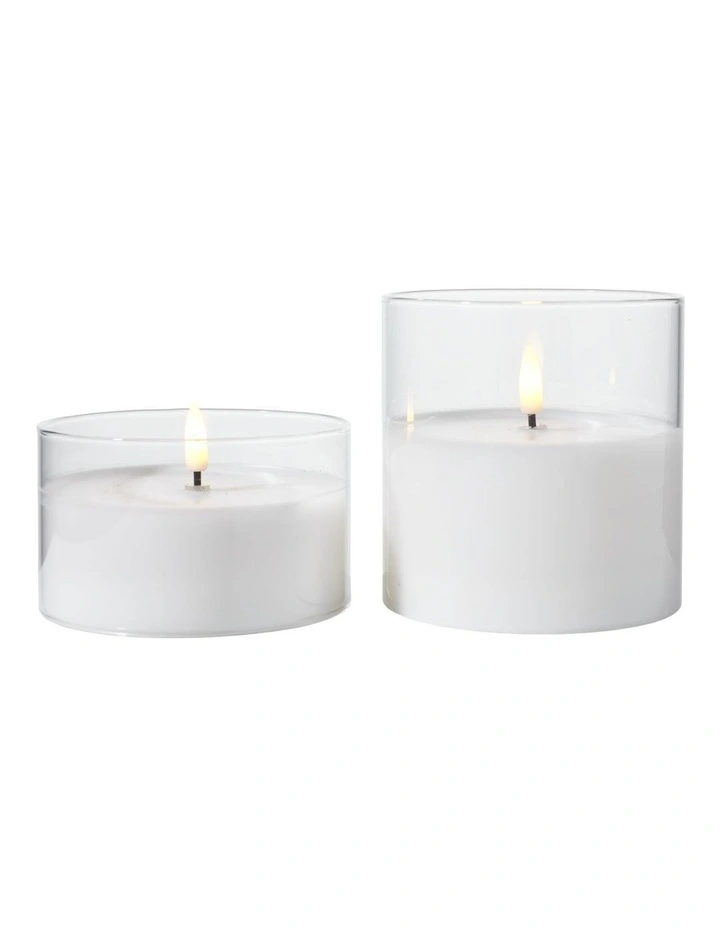 Let's Get Lit LED Flameless Candle Glass Hurricane Clear Set of 2 Gift Boxed image 1