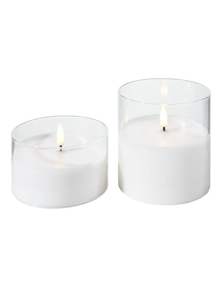 Let's Get Lit LED Flameless Candle Glass Hurricane Clear Set of 2 Gift Boxed image 2
