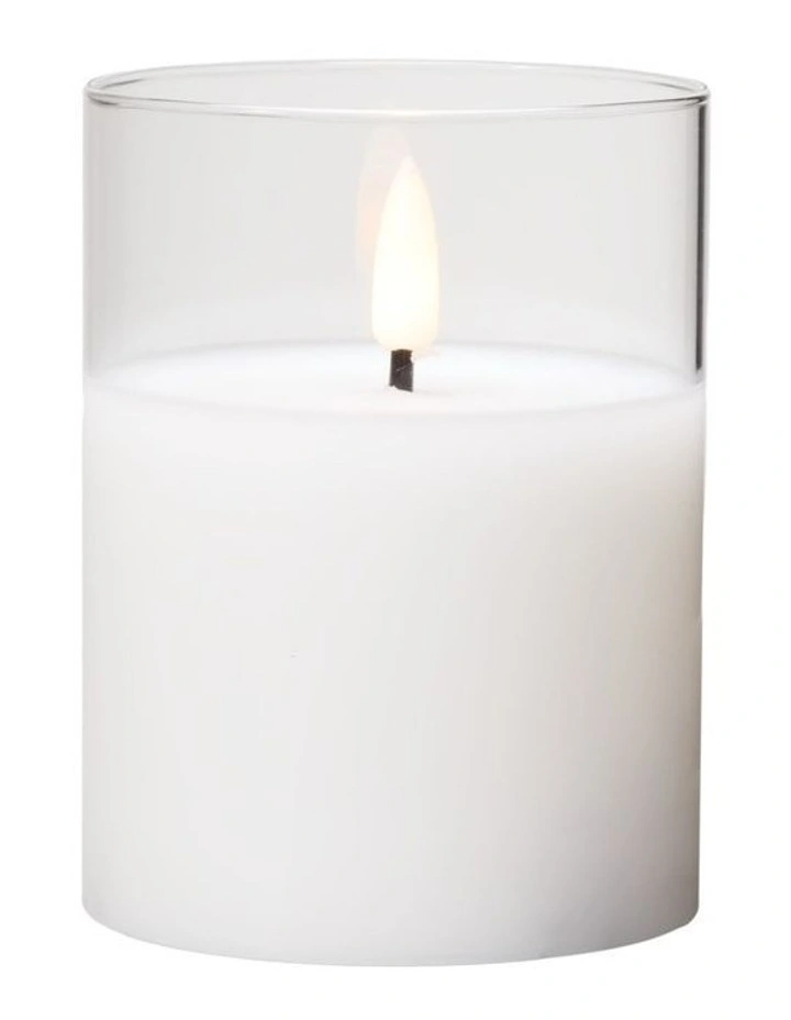 Let's Get Lit LED Flameless Candle Glass Hurricane Clear 10cm Gift Boxed image 1
