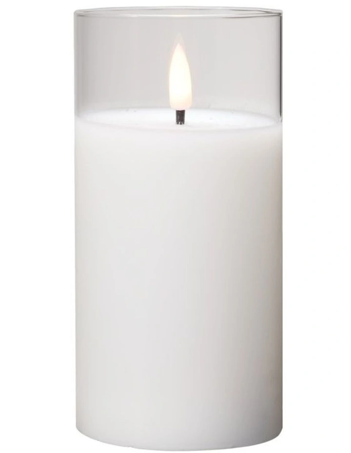 Let's Get Lit LED Flameless Candle Glass Hurricane Clear 15cm Gift Boxed image 1