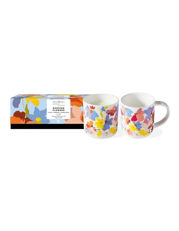Prudence De Marchi Dancing Flowers Candle & Mug Giftset 180g & 350ML GB image 1