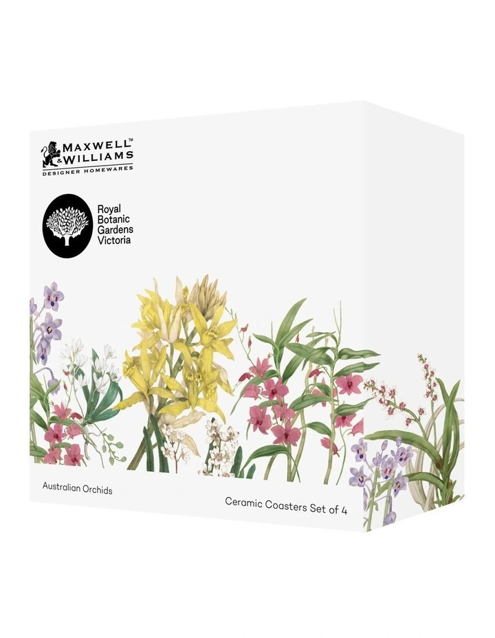 Royal Botanic Orchids Ceramic Round Coaster 9.5cm Set of 4 in Multi image 3
