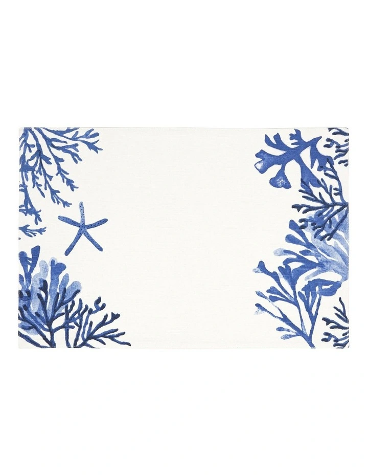 Blue Coral Cotton Placemat 45x30cm in Snow image 2