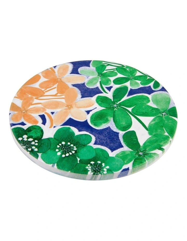 Forget Me Not Ceramic Round Coaster 10cm Green image 2