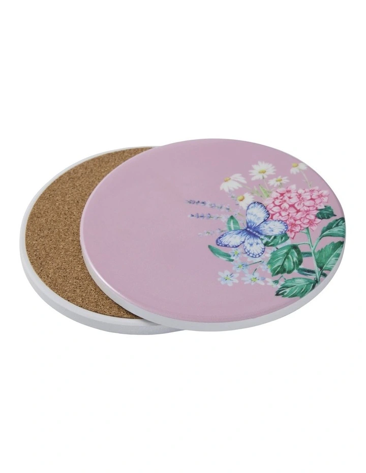 Botanica Ceramic Round Coaster 10cm in Pink image 2
