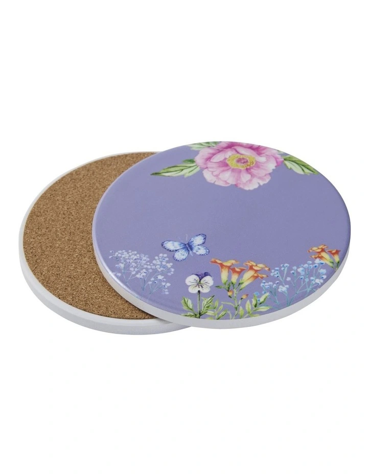 Botanica Ceramic Round Coaster 10cm in Purple image 2