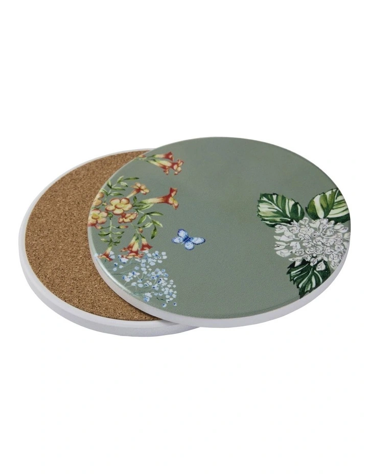 Botanica Ceramic Round Coaster 10cm in Sage image 2