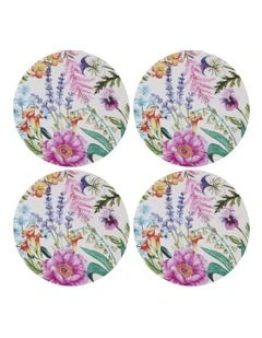 Botanica Round Cork Back Coaster 10cm Set of 4 Gift Boxed in Multi