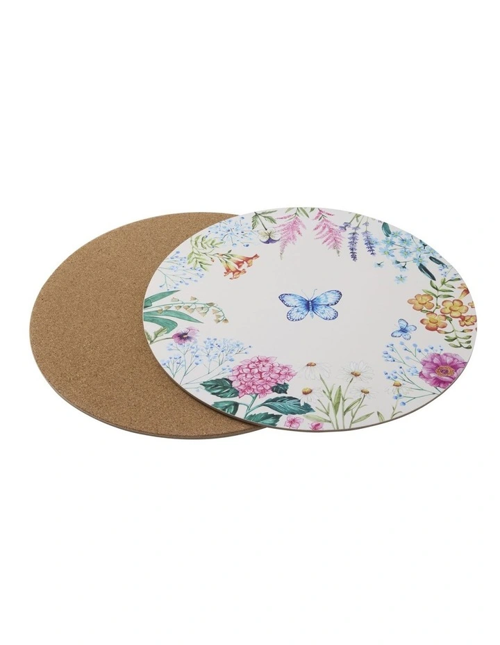 Botanica Round Cork Back Placemat 32cm Set of 4 Gift Boxed in Multi image 2