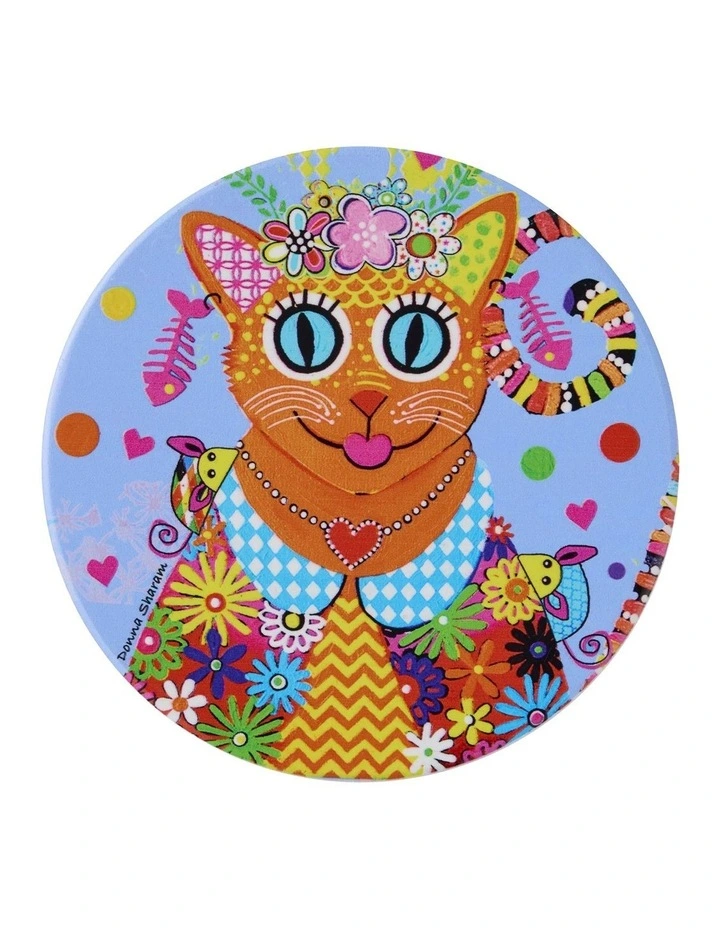 Donna Sharam Kaleidoscope Ceramic Round Coaster 10cm in Blue image 1