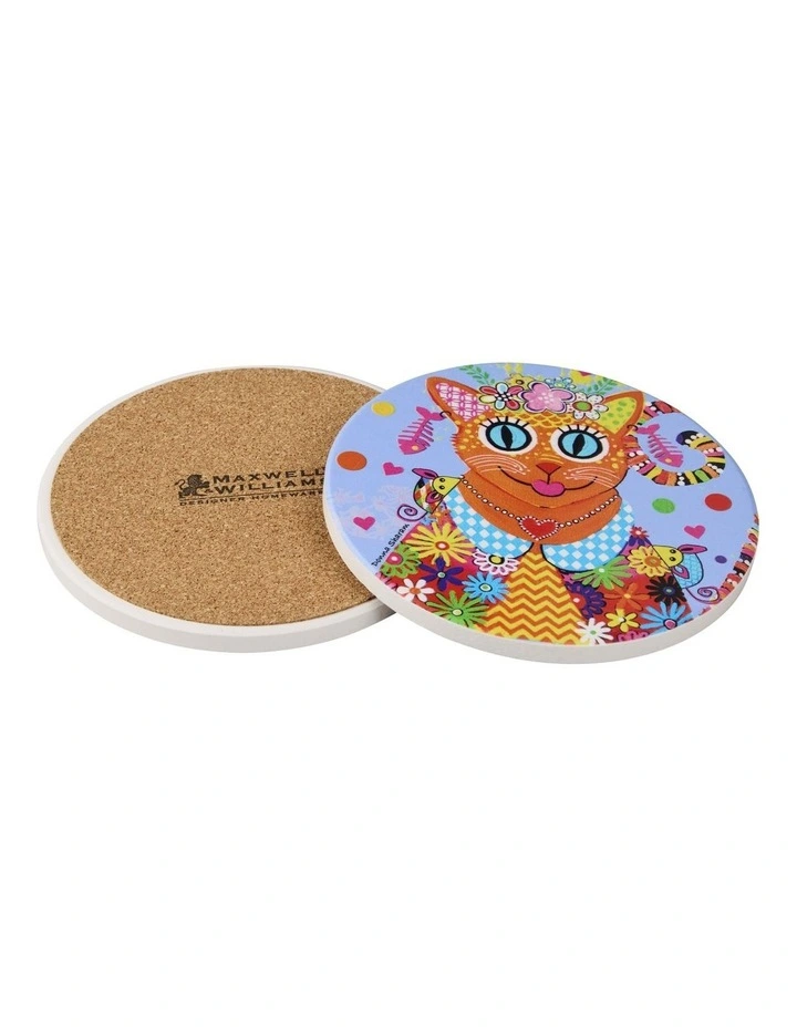 Donna Sharam Kaleidoscope Ceramic Round Coaster 10cm in Blue image 2