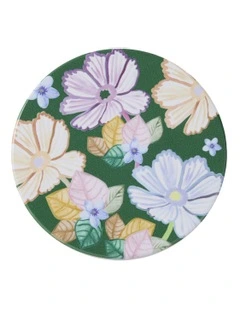 Poppy Love Ceramic Round Coaster 10cm in Green