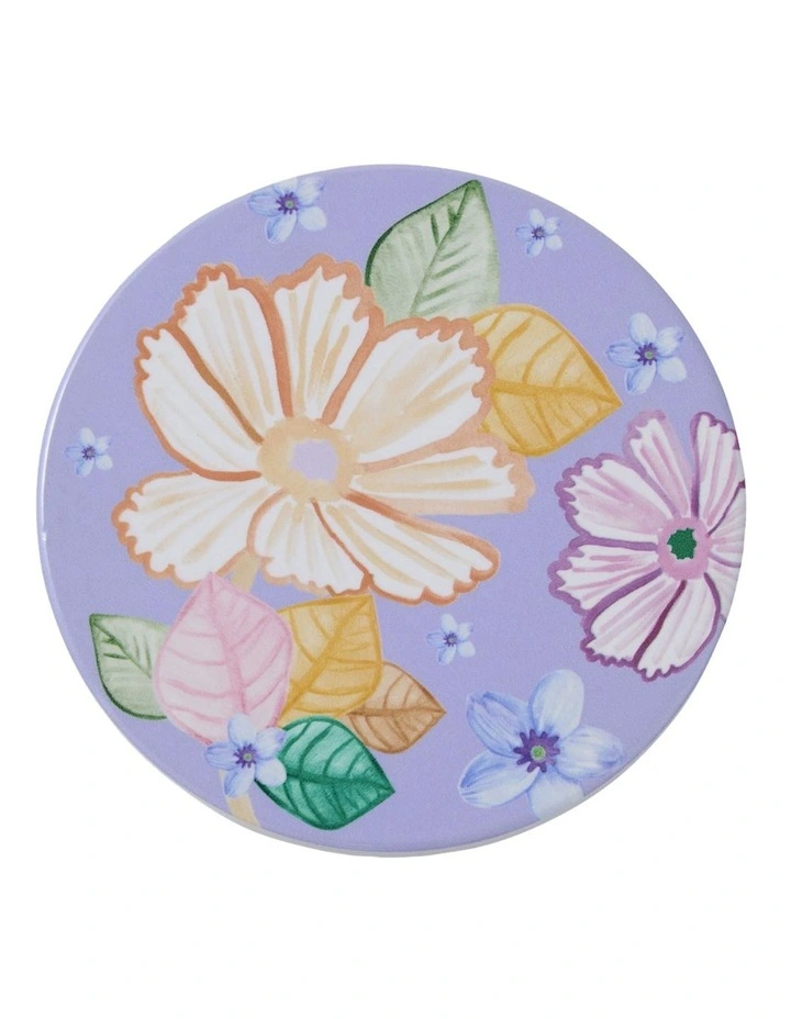 Poppy Love Ceramic Round Coaster 10cm in Lilac image 1