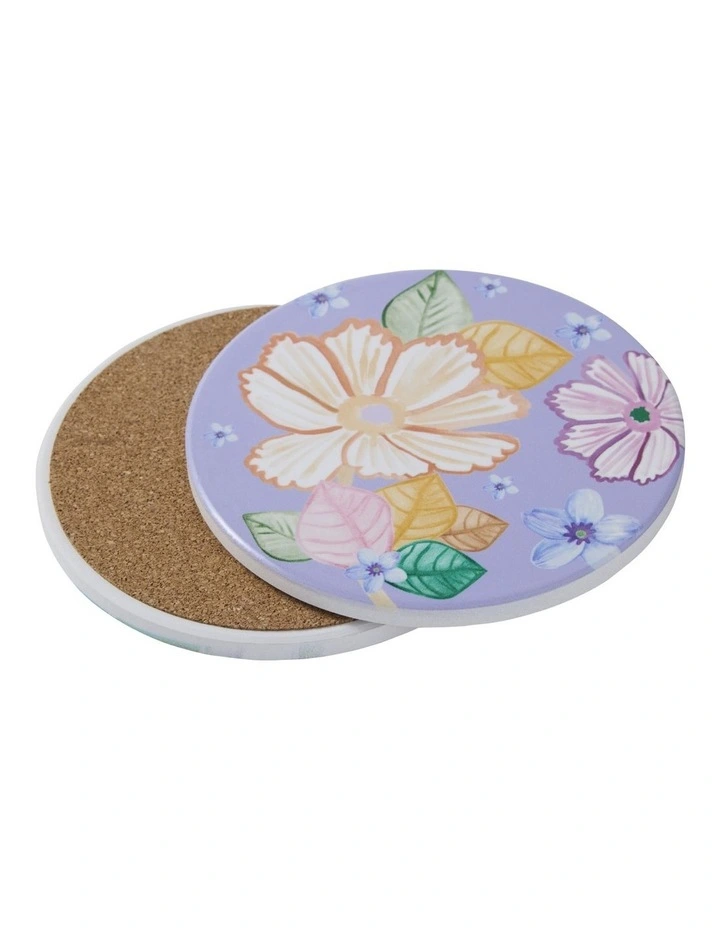 Poppy Love Ceramic Round Coaster 10cm in Lilac image 2