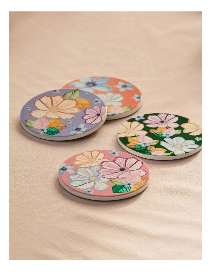 Poppy Love Ceramic Round Coaster 10cm in Lilac image 3
